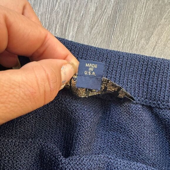 St John Basics Santana Knit Skirt Pencil Straight Navy Wool Blend Elastic Waist - Picture 5 of 7